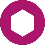 white hexagon on a hot pink background