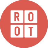 4 squares spelling out root on a red circle